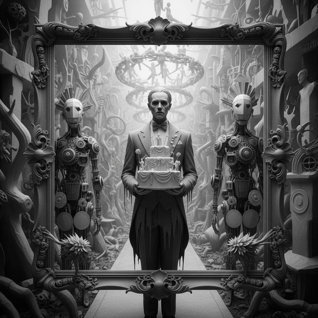 Surreal Biomechanical Funeral Portrait in 8K