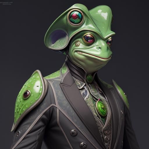 Futuristic Victorian Frog Man with a Smirk