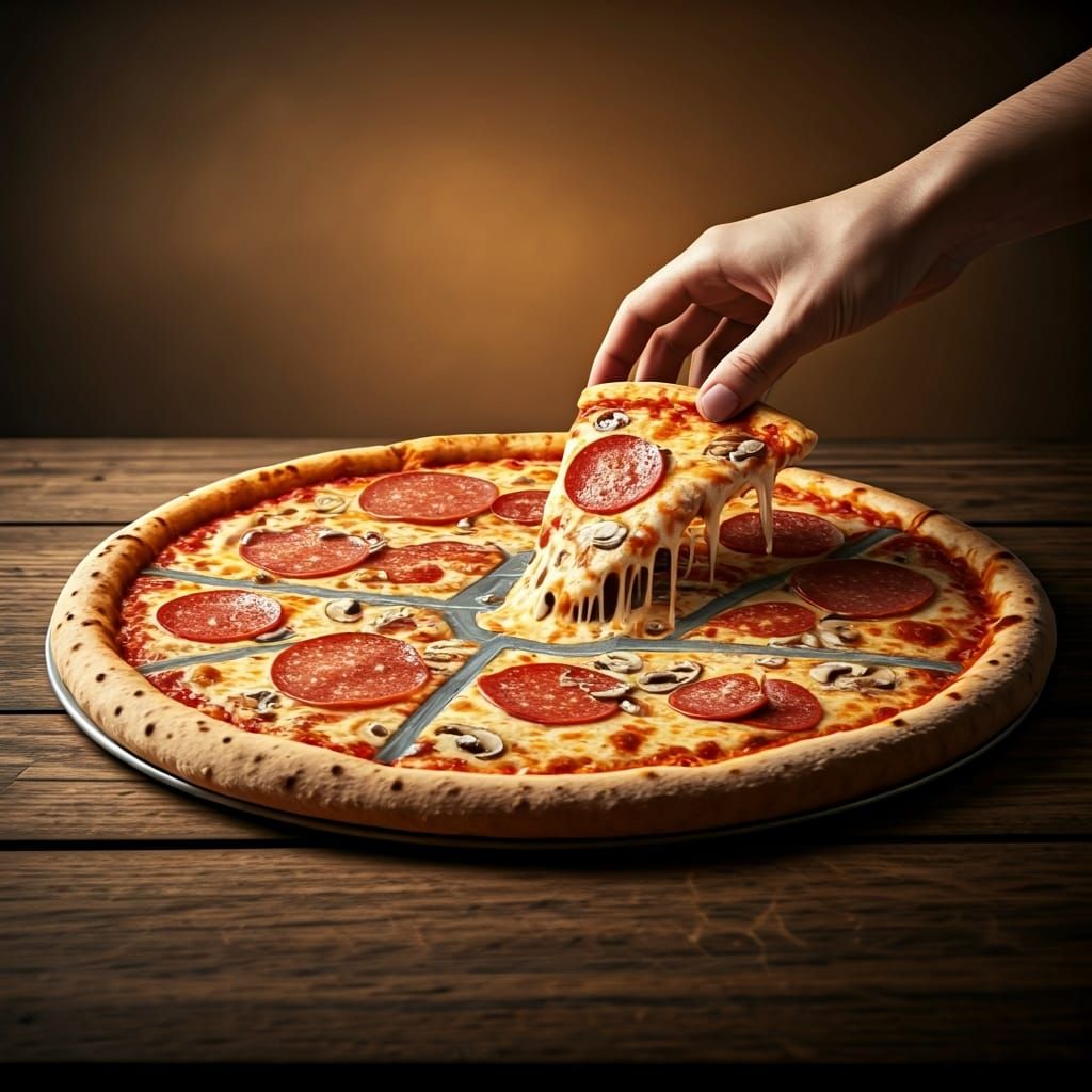 Pizza City Map in Photorealistic Digital Art Style