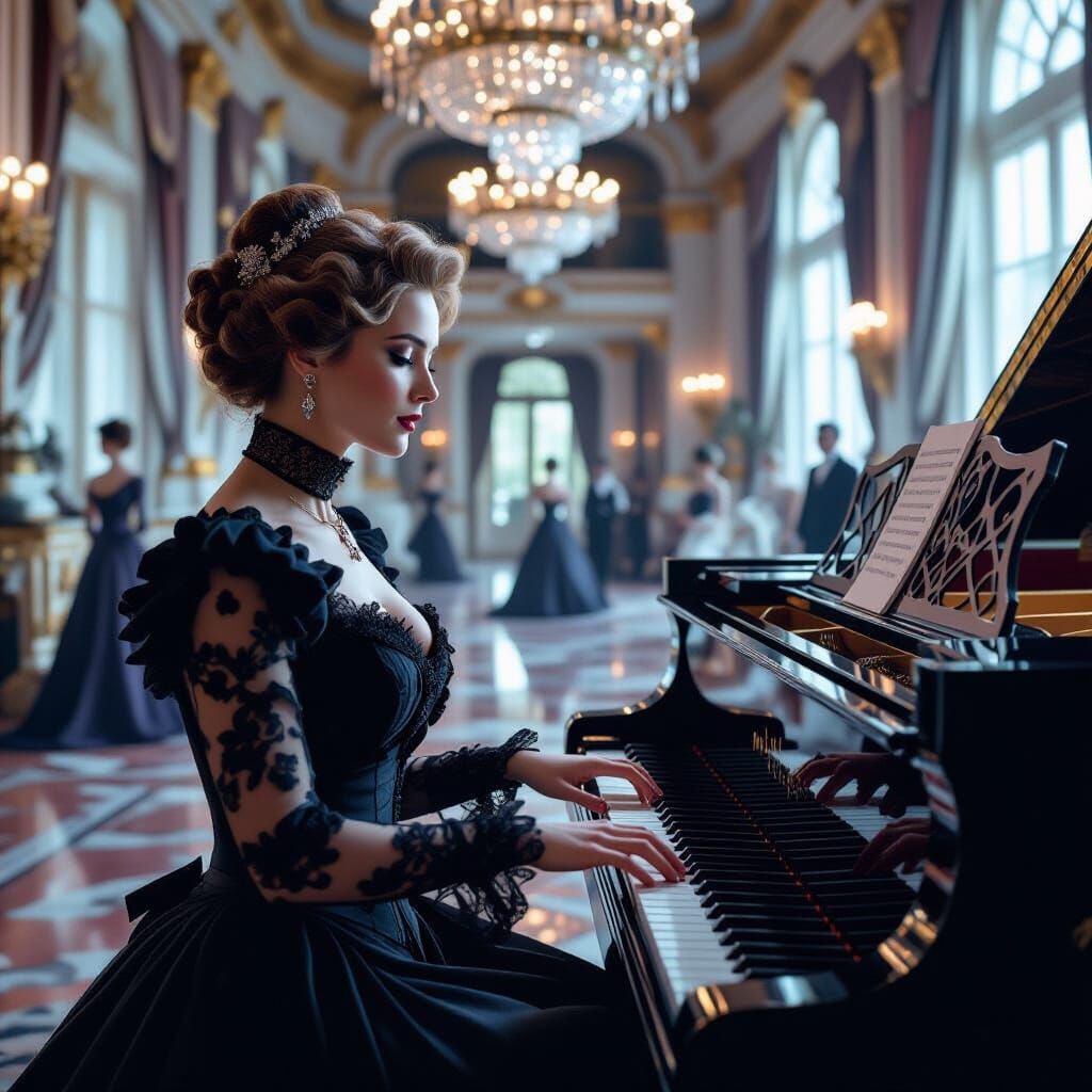 Josephine Butler Plays Piano in Sci-Fi Ballroom