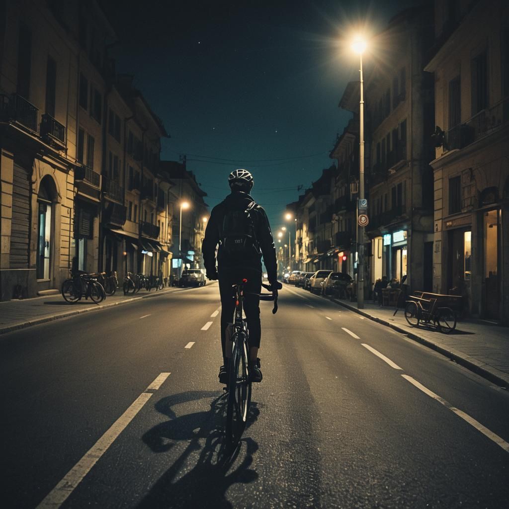 Night Bike Ride: Cinematic First-Person View