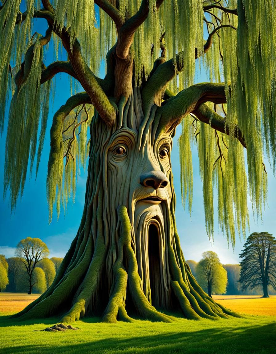 A very sad weeping willow tree