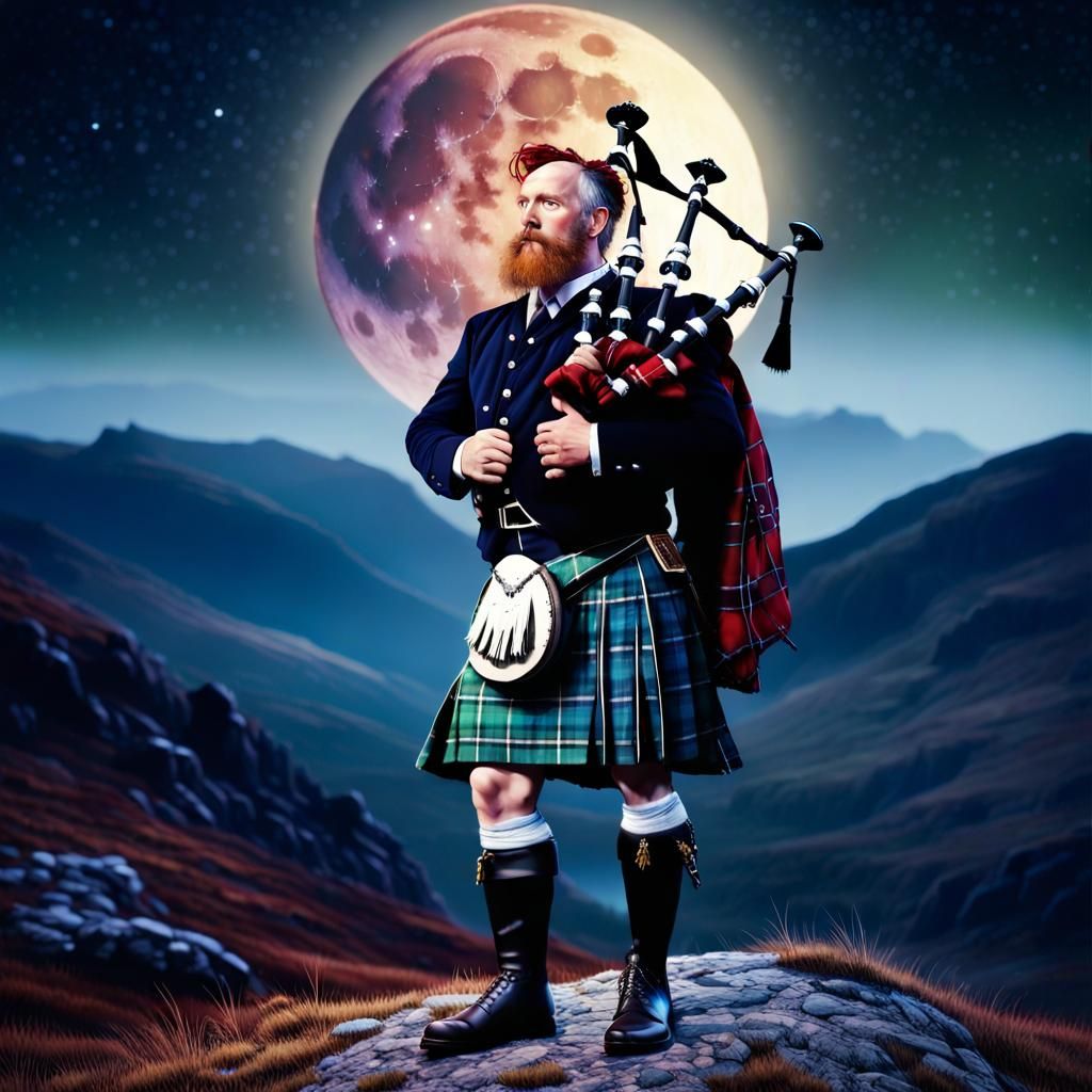 Piper in the moonlight