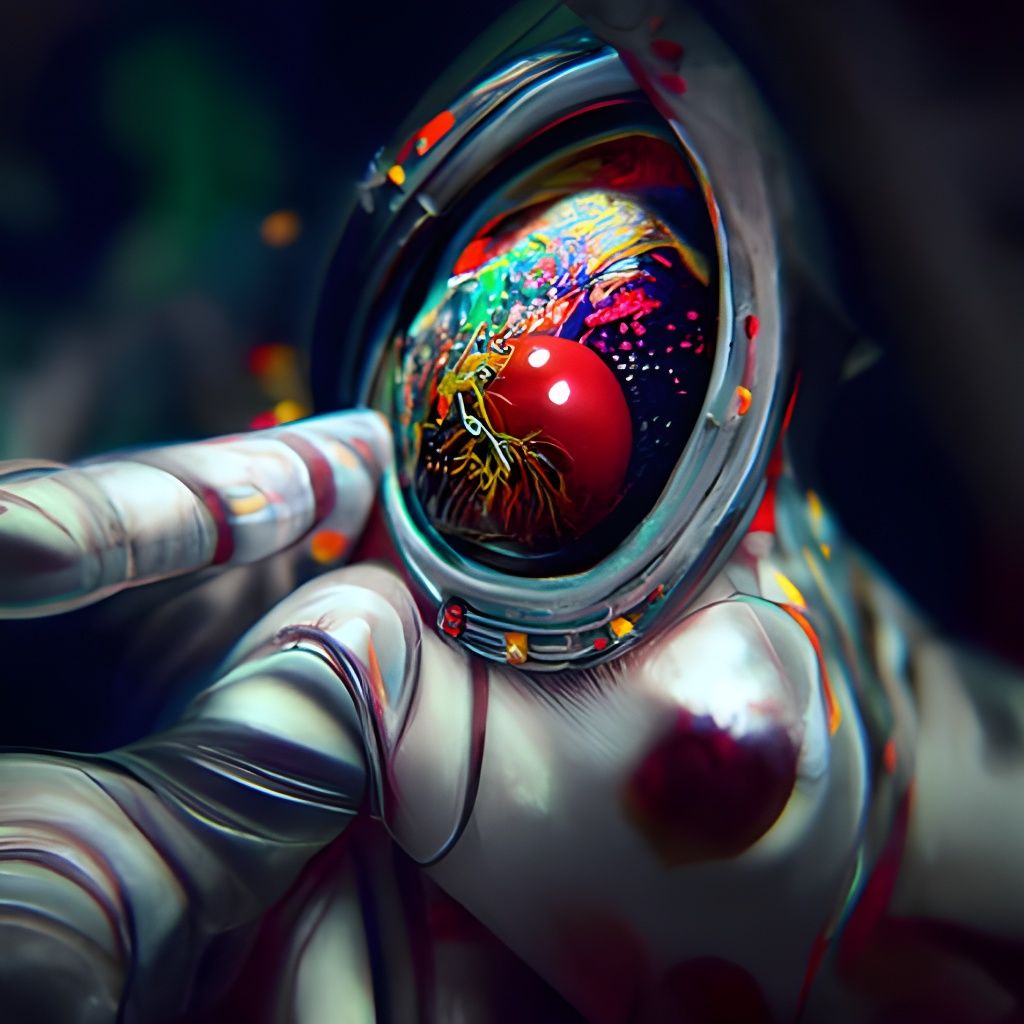 Surreal Eyeball in Space with Red Mist