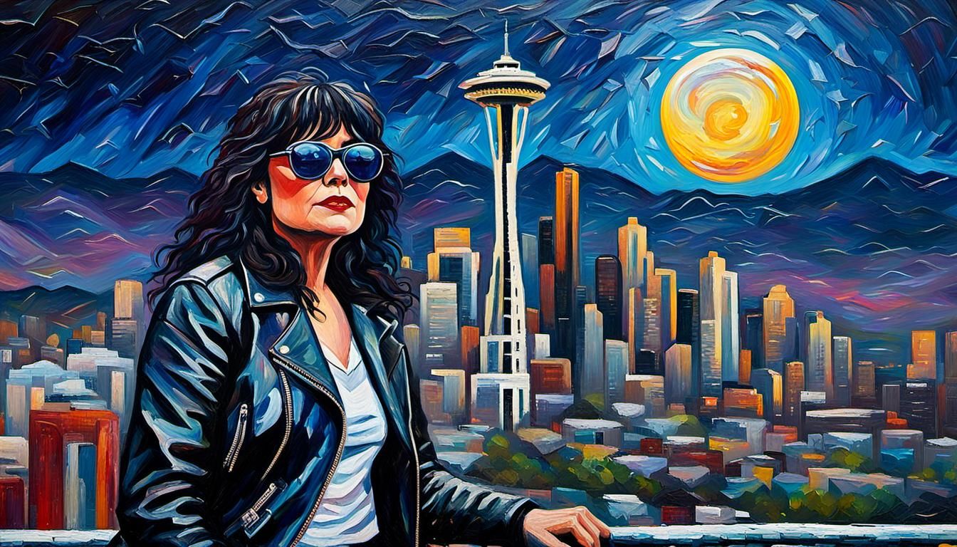 Singer on Desolate Highway in Expressionist Oil Painting