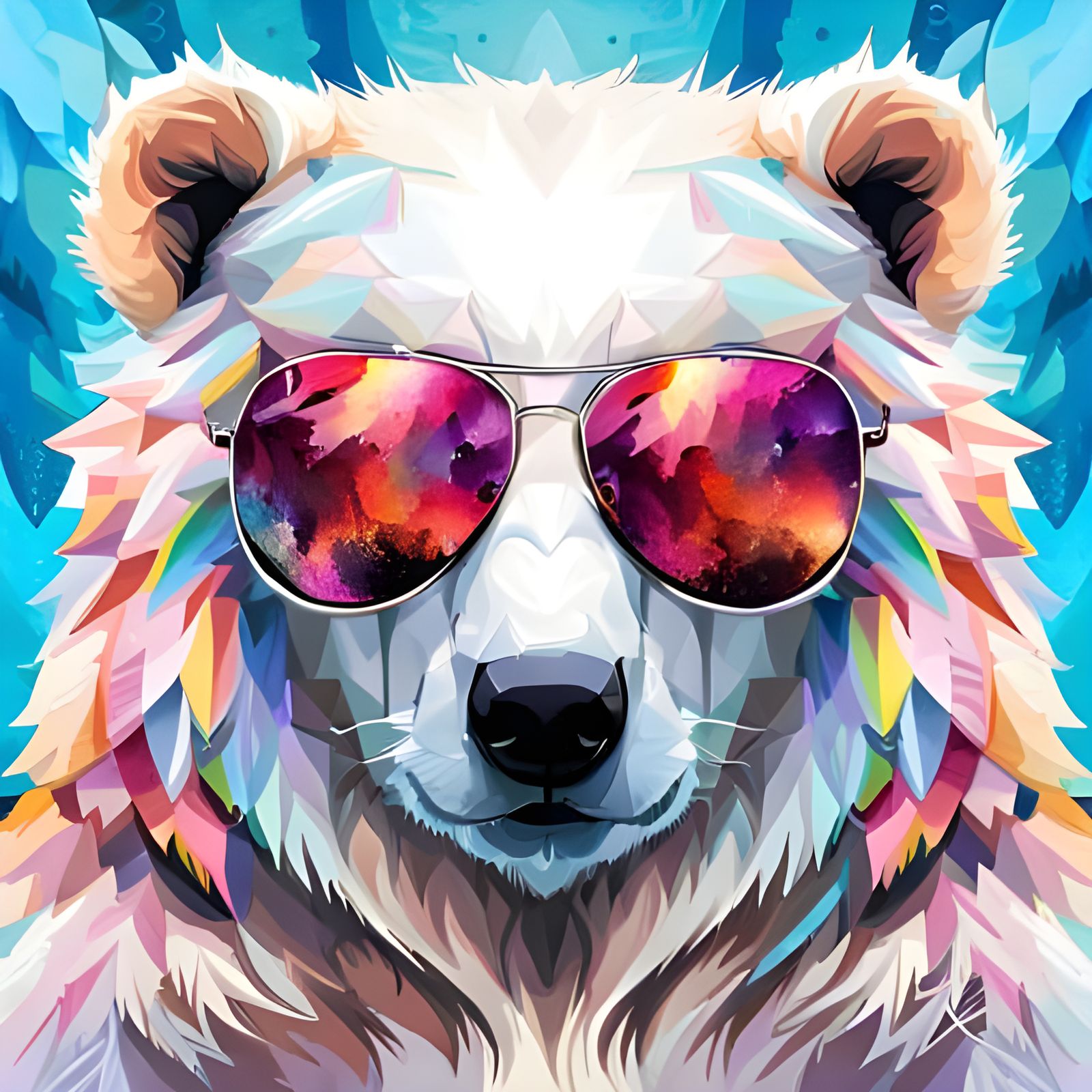 Polar Bear Portrait with Sunglasses