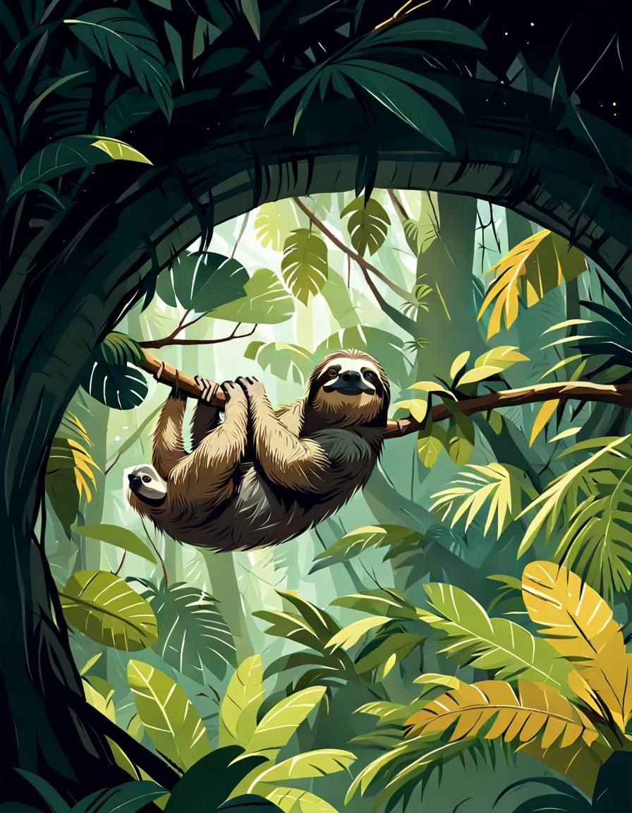 Three-Toed Sloth in Jungle, Concept Art