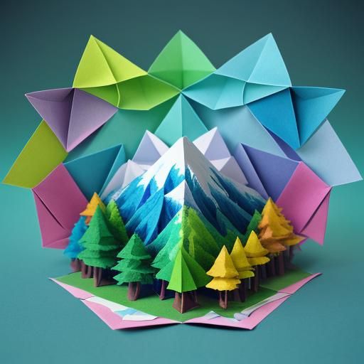 Kokiri Forest in Neon Retro Origami Style