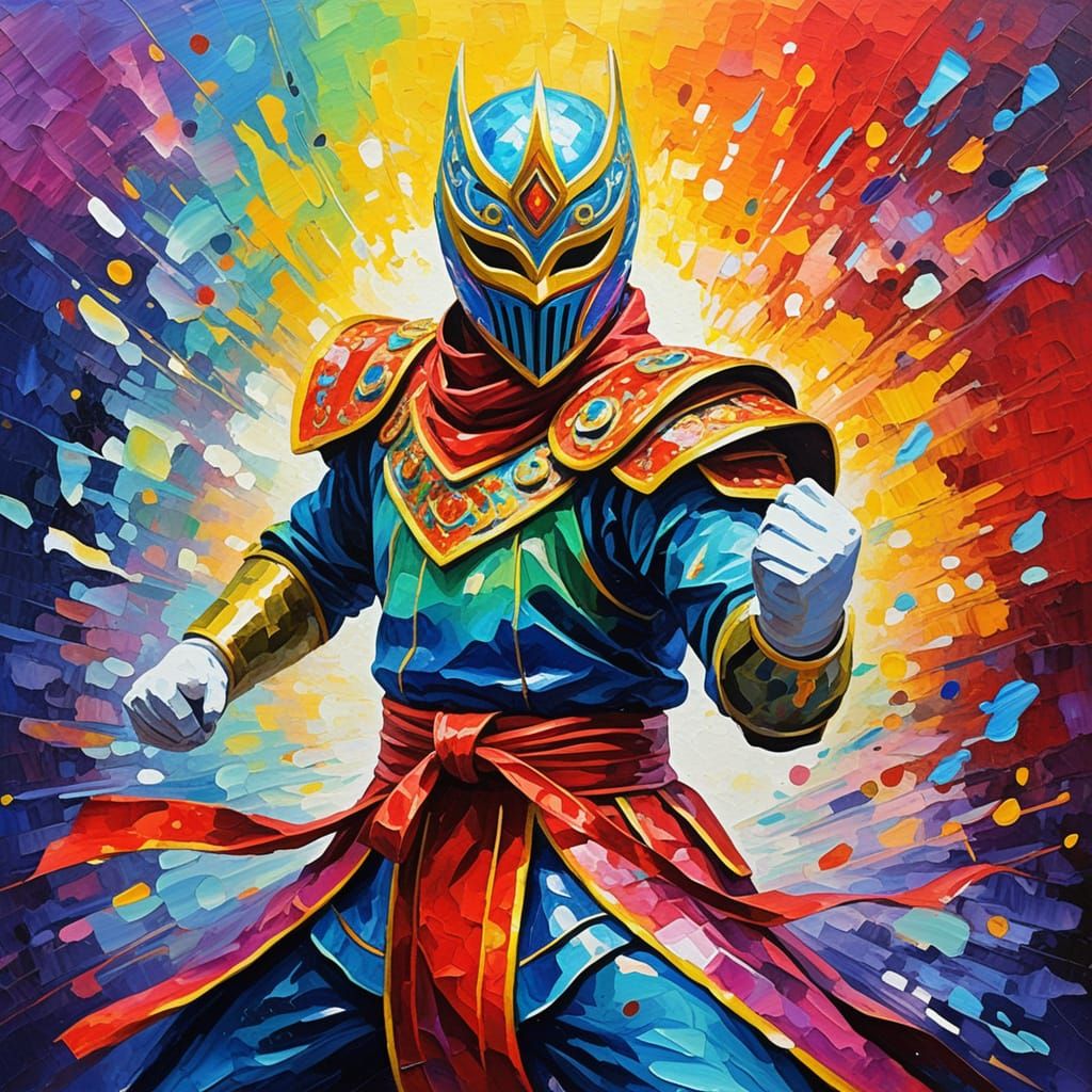 Magical Warrior in Opulent Super Sentai Attire Poses