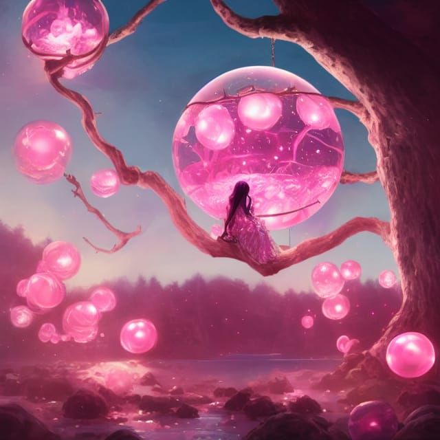 Pink Bubblegum Treehouse in Sci-Fi Landscape