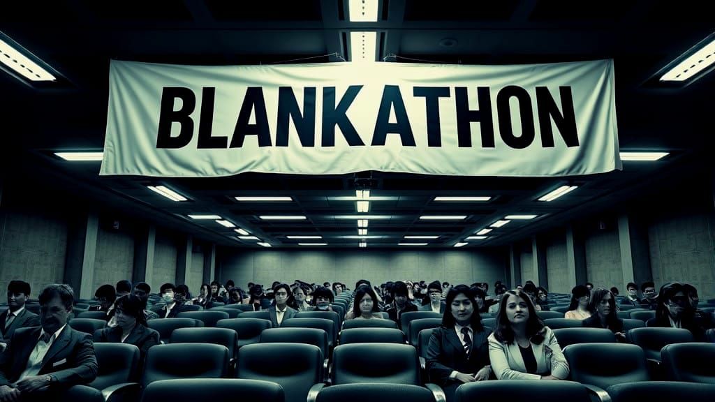 Corporate Dystopia: Blank Looks in a Futuristic Office