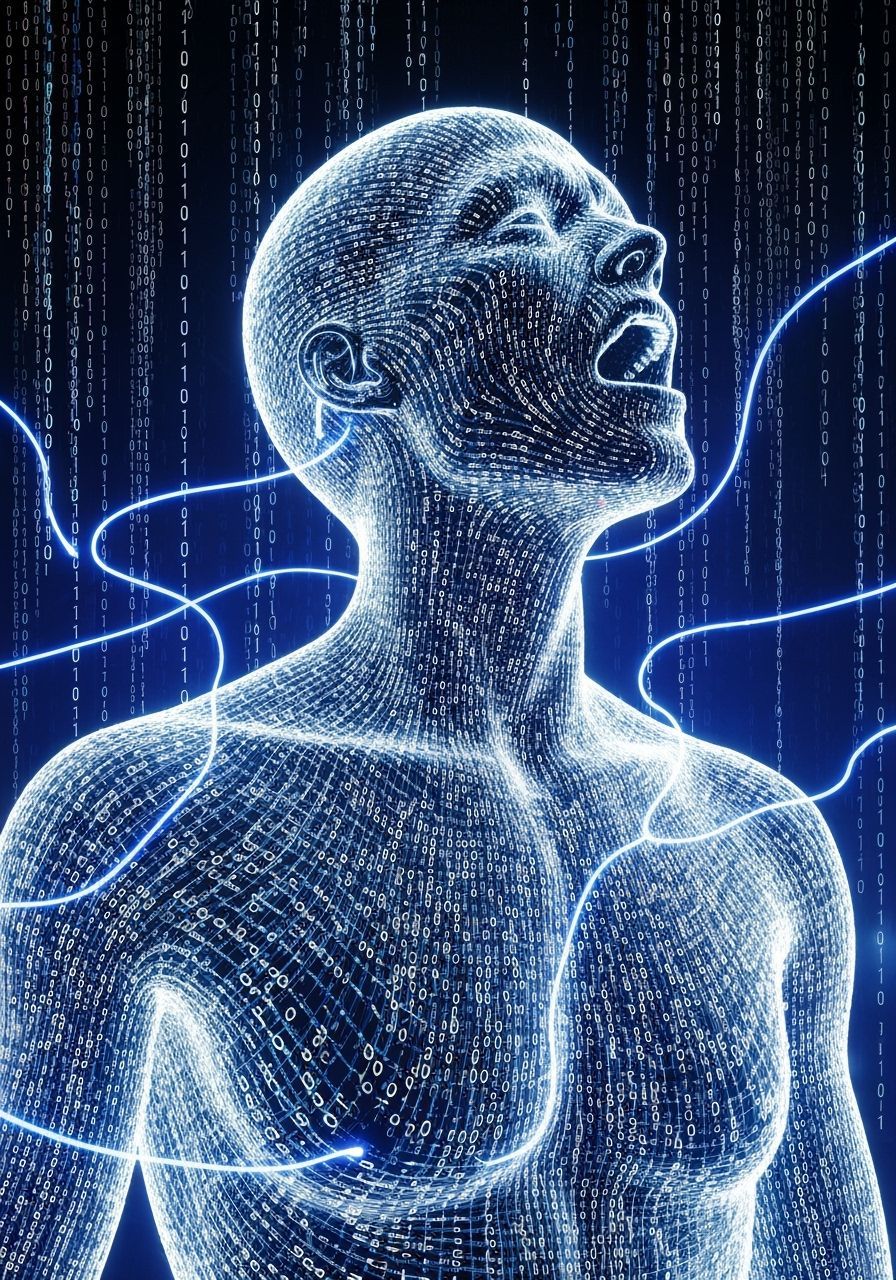 Abstract Figure of Binary Code in Silent Scream