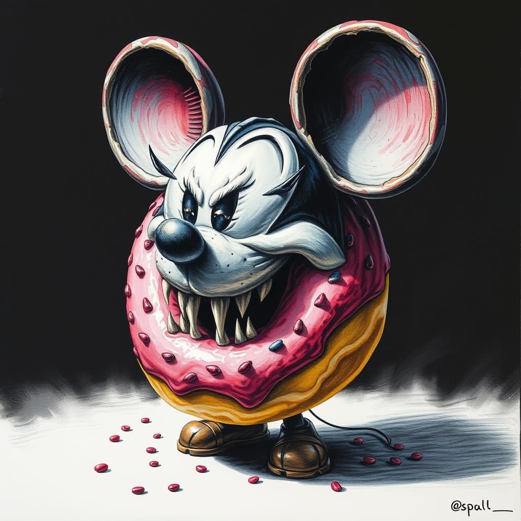 Surreal Mickey Mouse Donut Hybrid in Pastel Colors