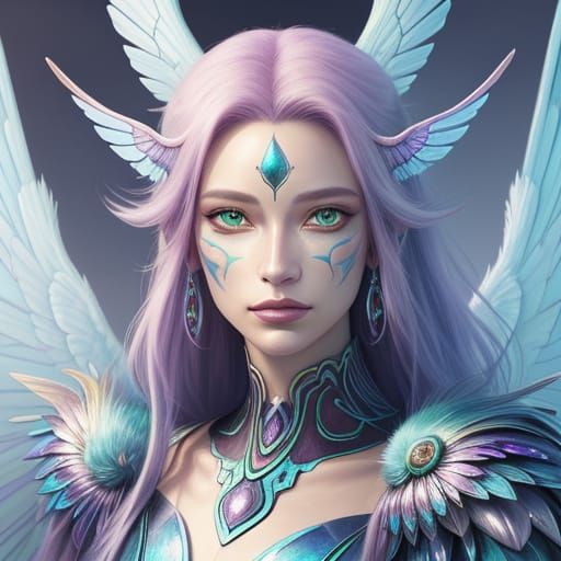 Fantasy Creature Portrait with Glowing Markings