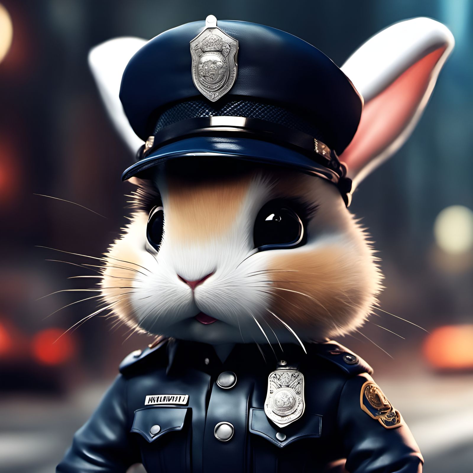 Chibi Bunny Cop Portrait in Detailed 3D