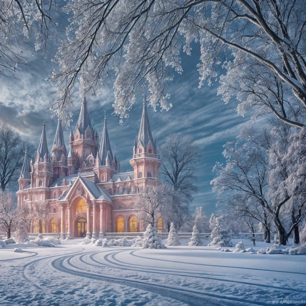 Otherworldly Winter Palace with Mystical Goddesses