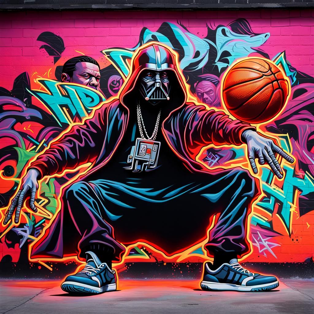 Hyperrealistic Graffiti Art of Hip Hop Sith Lord