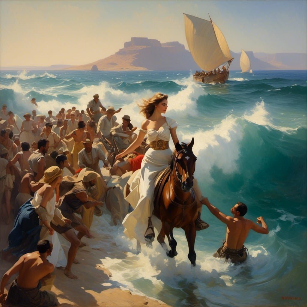 Egyptians Traverse the Parting Red Sea