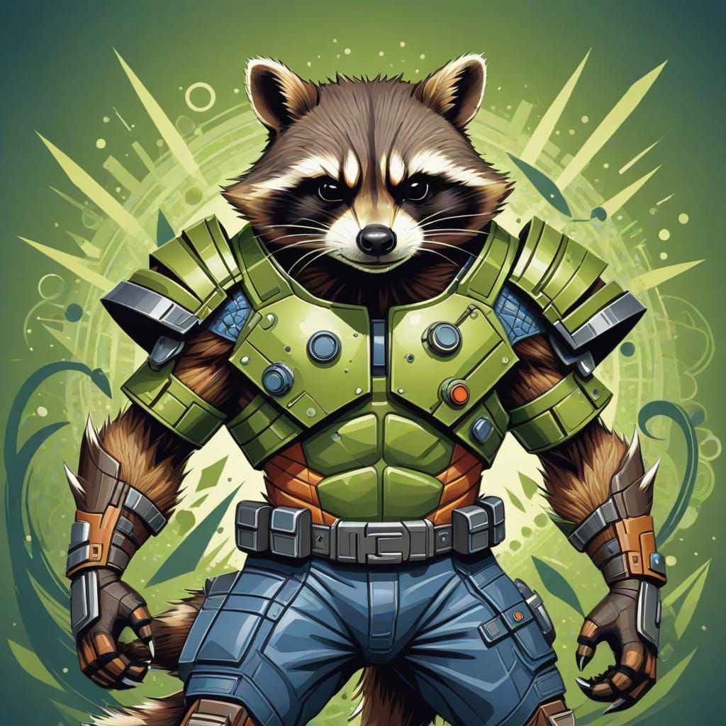 Abstract Vector Rocket Raccoon Fractal