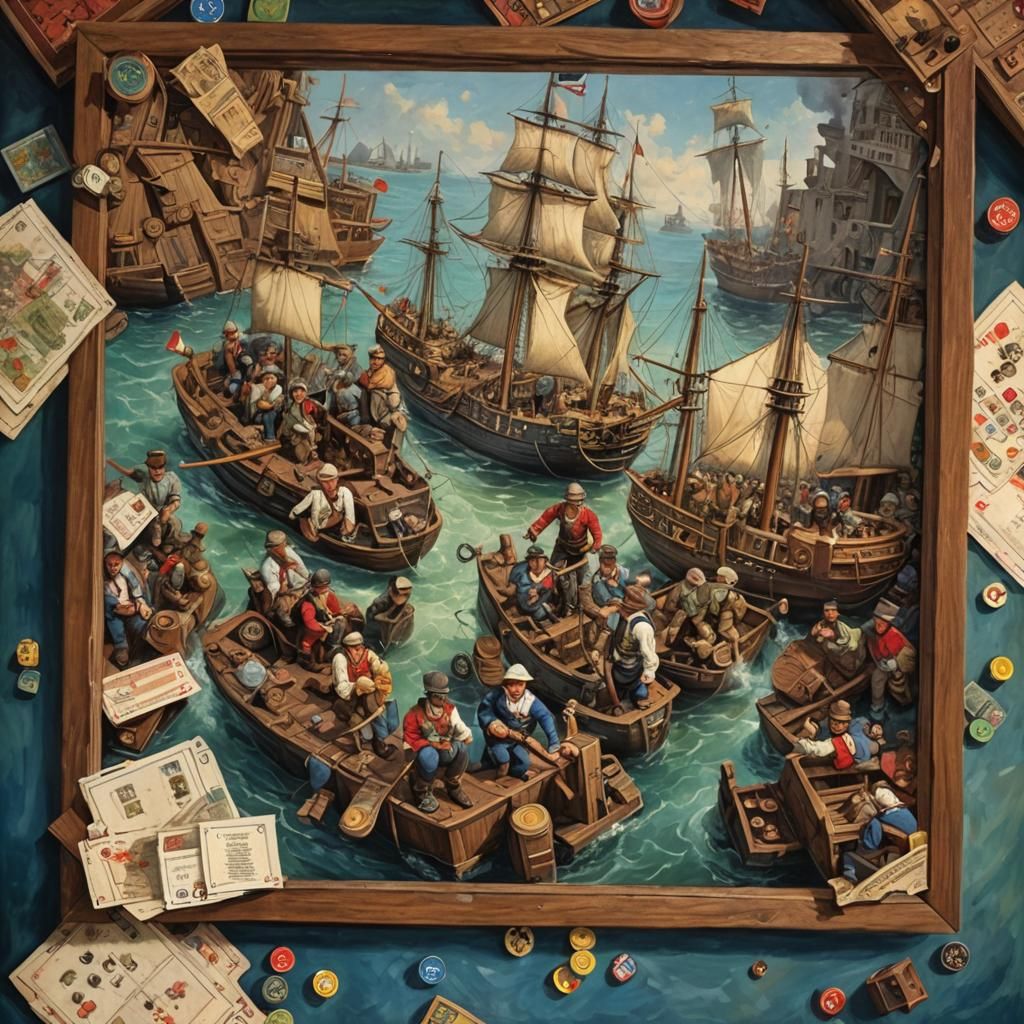 Broadside Board Game: Oil Painting in Gurney Style