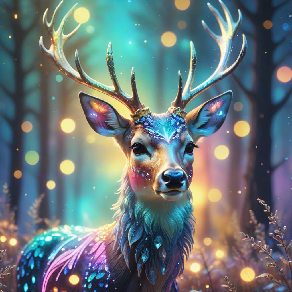 Surreal Fantasy Deer in Heavenly Realm