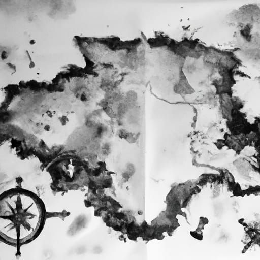 Treasure Island Map in Black and White Ink