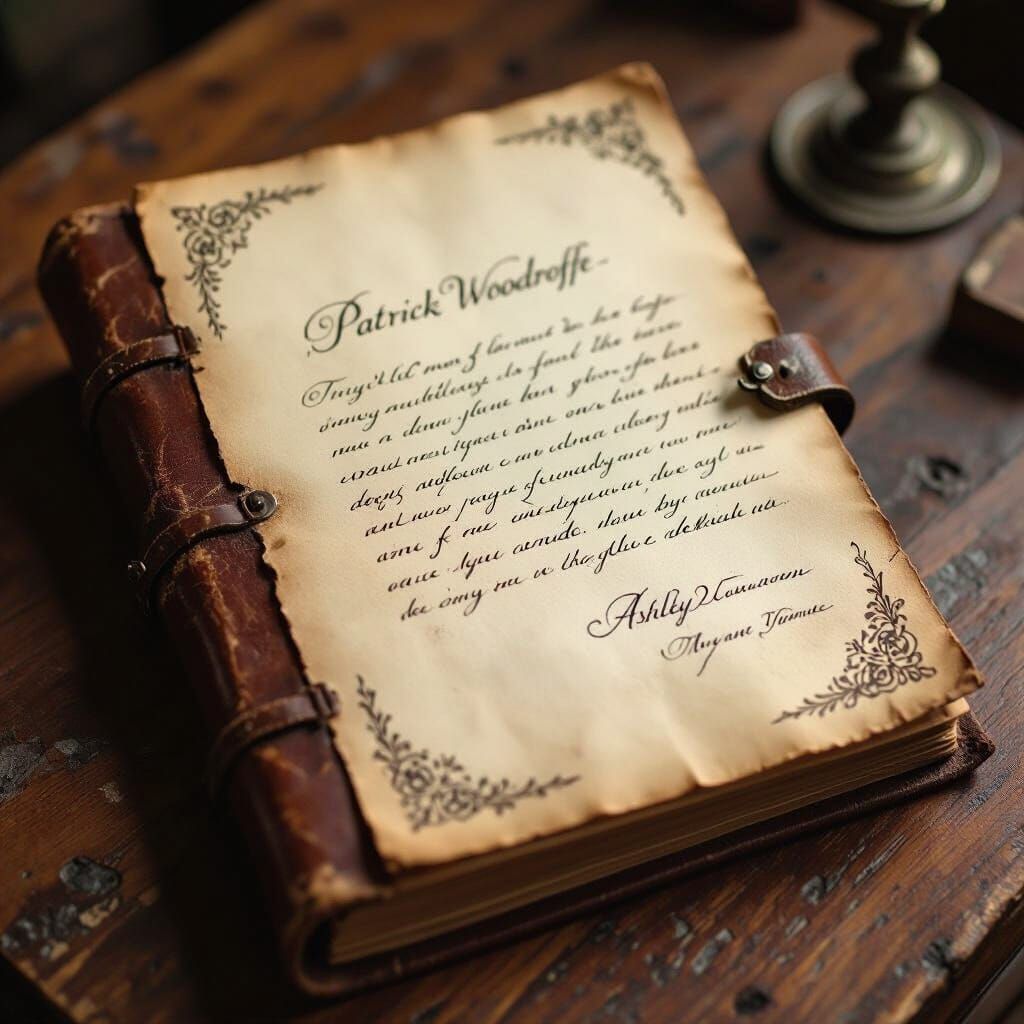Open Journal Displaying Letter in Fantasy Art Style