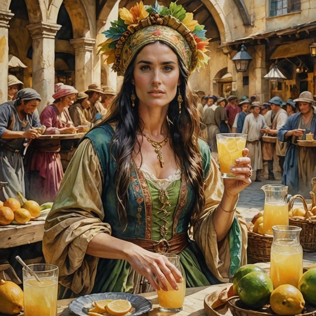 Demi Moore as Esmeralda Drinking Lemonade