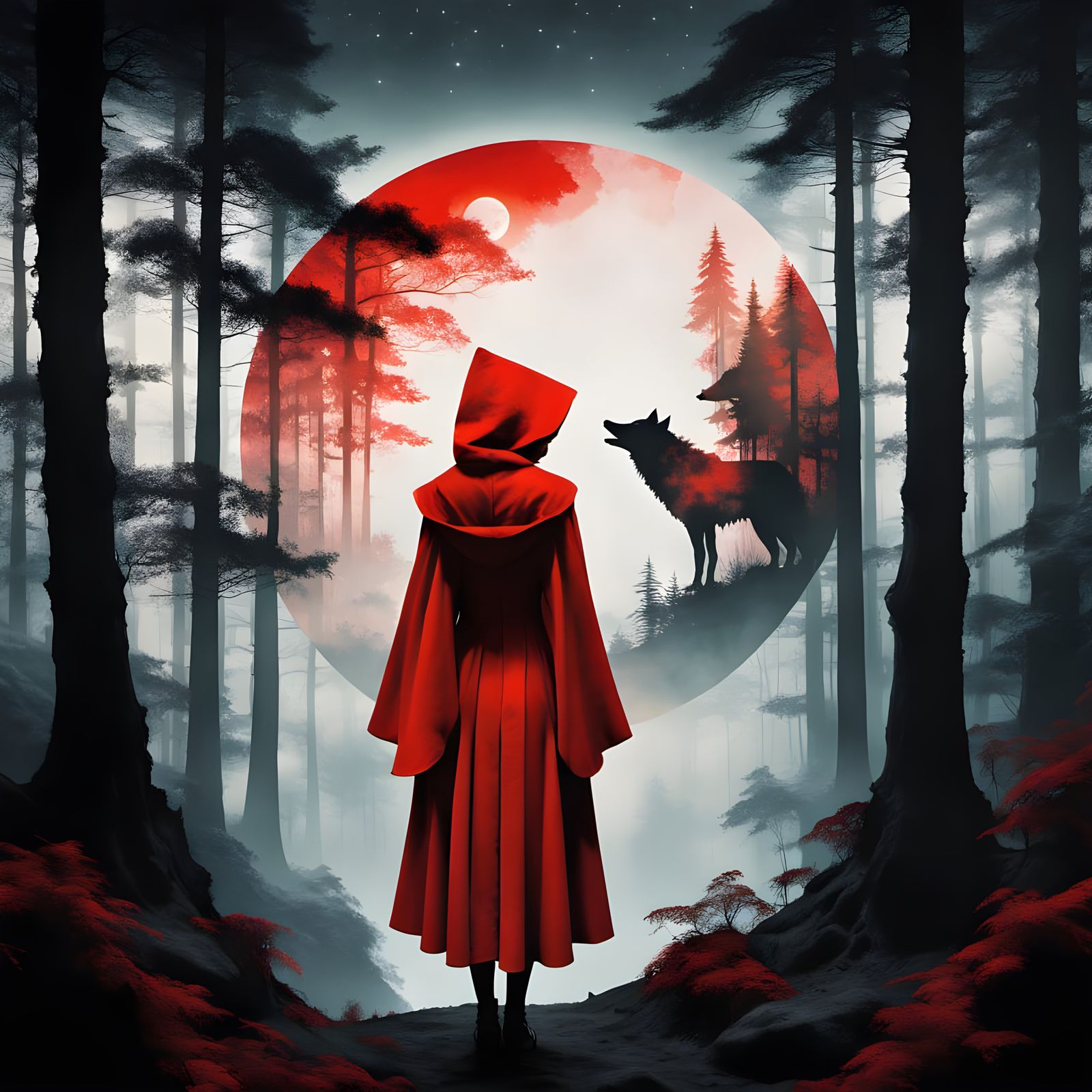 Ethereal Forest Encounter in Vibrant Hues