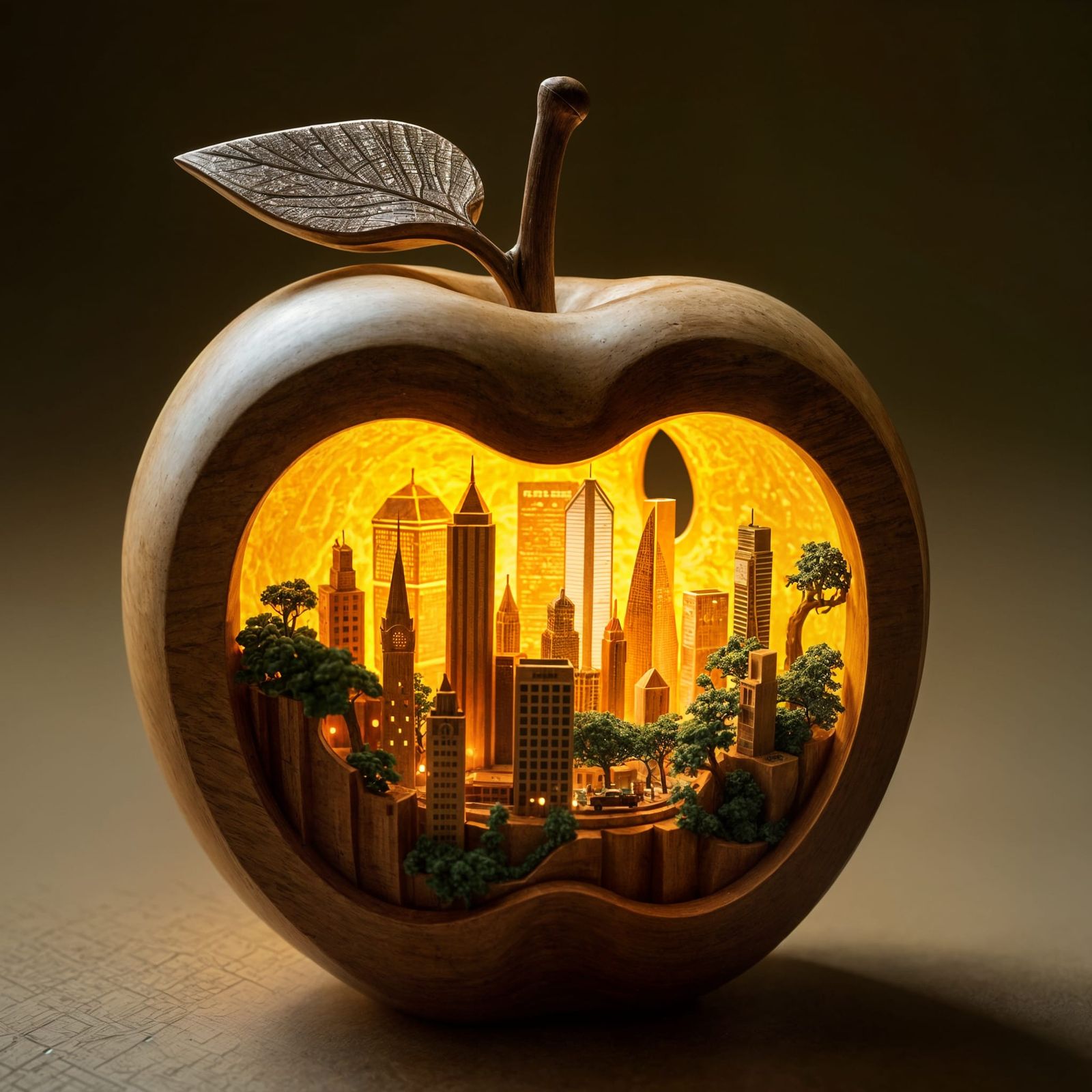Golden Apple Reveals Miniature City Inside