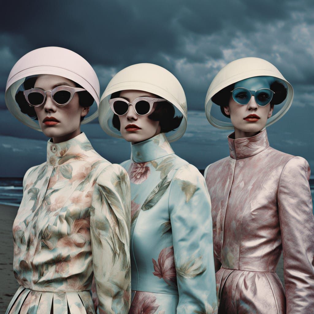 Eerie Beach Party at Dusk: Grotesque Beauty in Latex