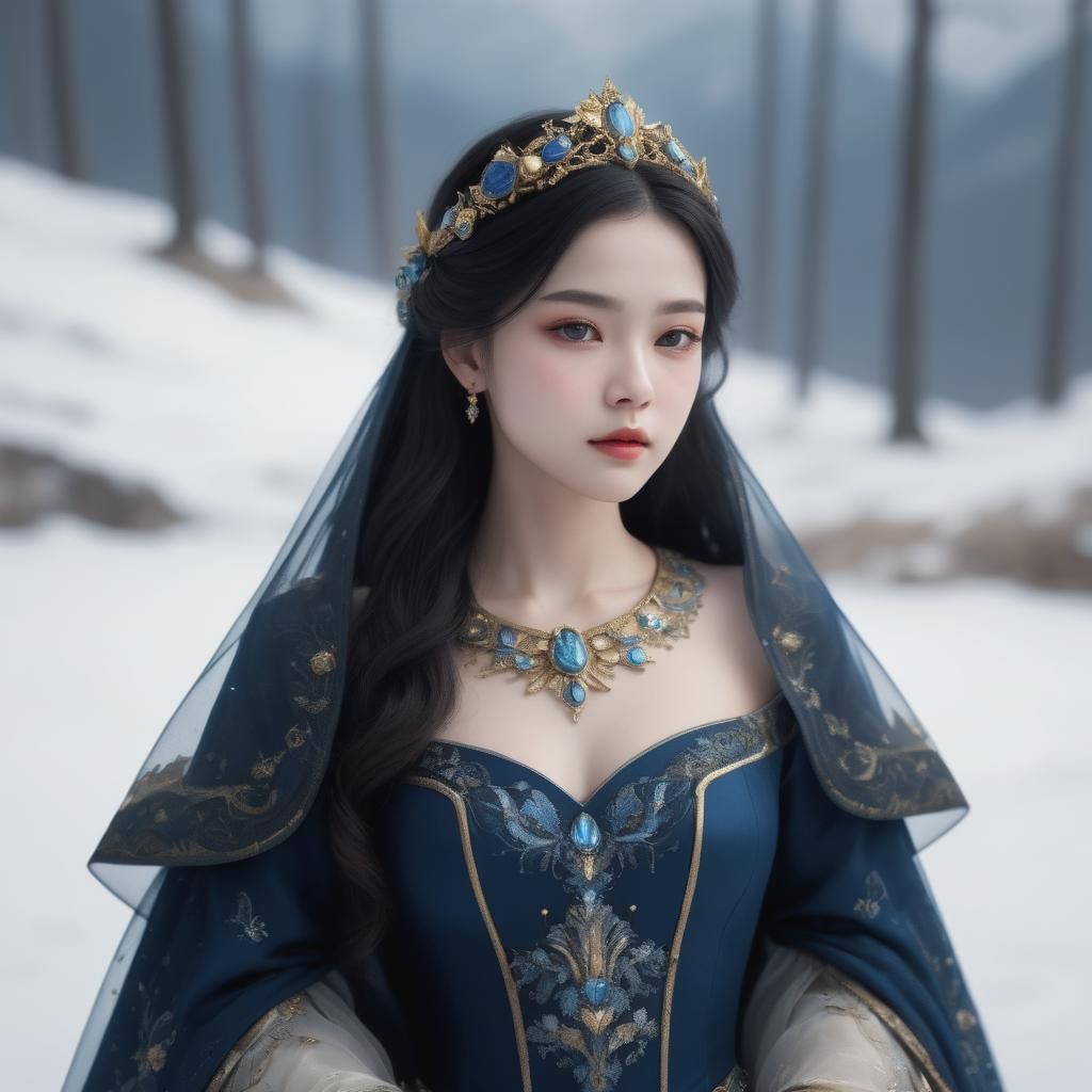 Blue and Gold Sci-Fi Fantasy Dress Concept Art