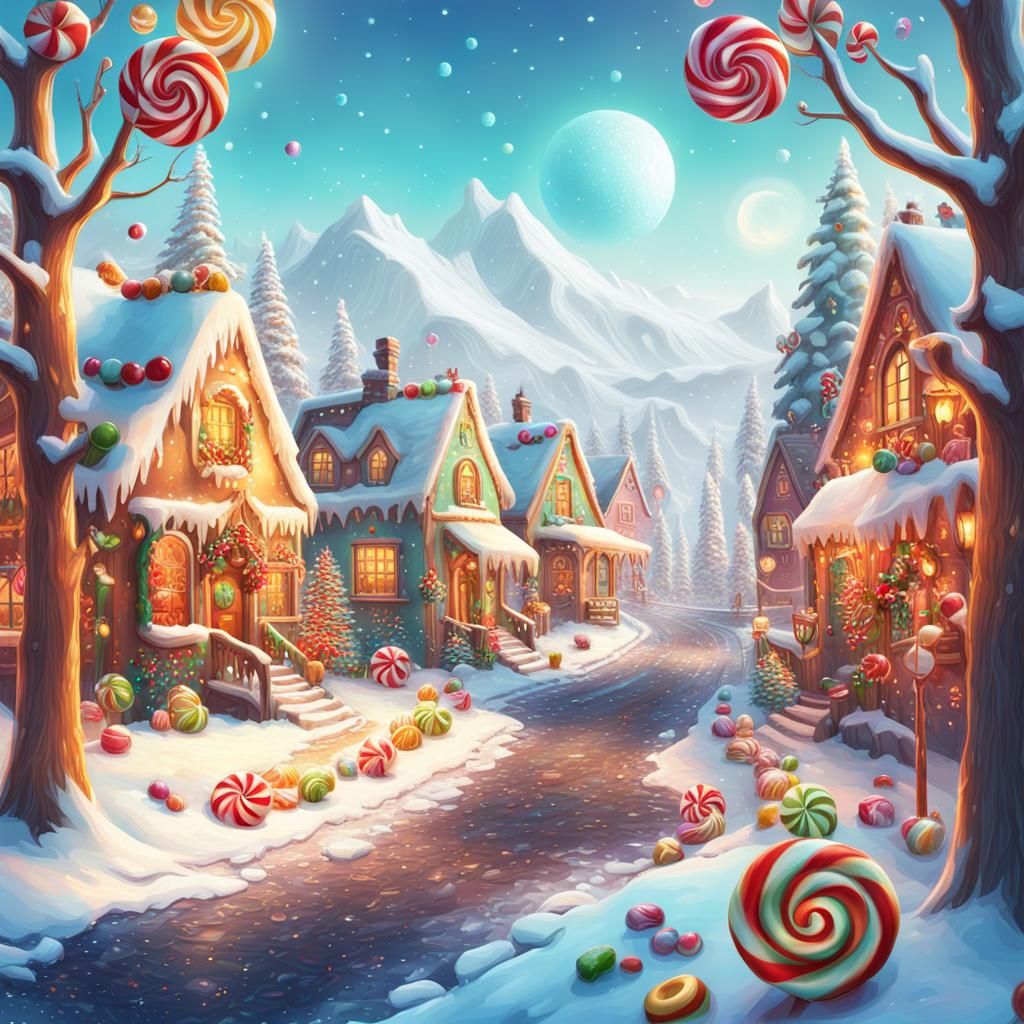 Whimsical Candyland Art for Winter Solstice