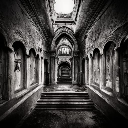 Haunted Castle with Bats and Black Cat