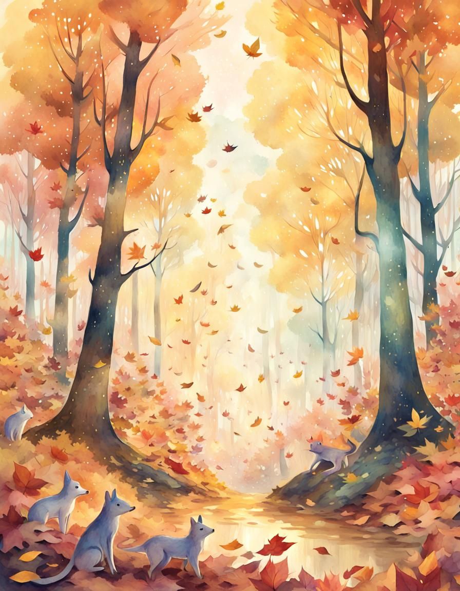 Magical Autumn Gathering in Impressionist Style