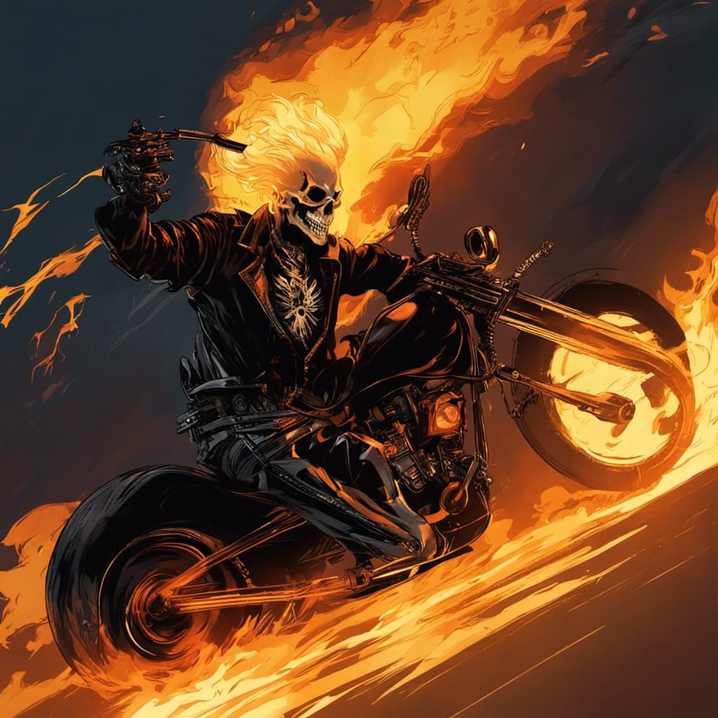 Ghost Rider on Black Background: Digital Art