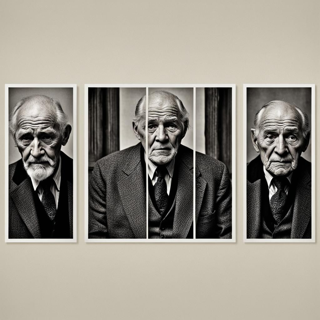 Stages of Man: Baby, Man, Old Man Triptych