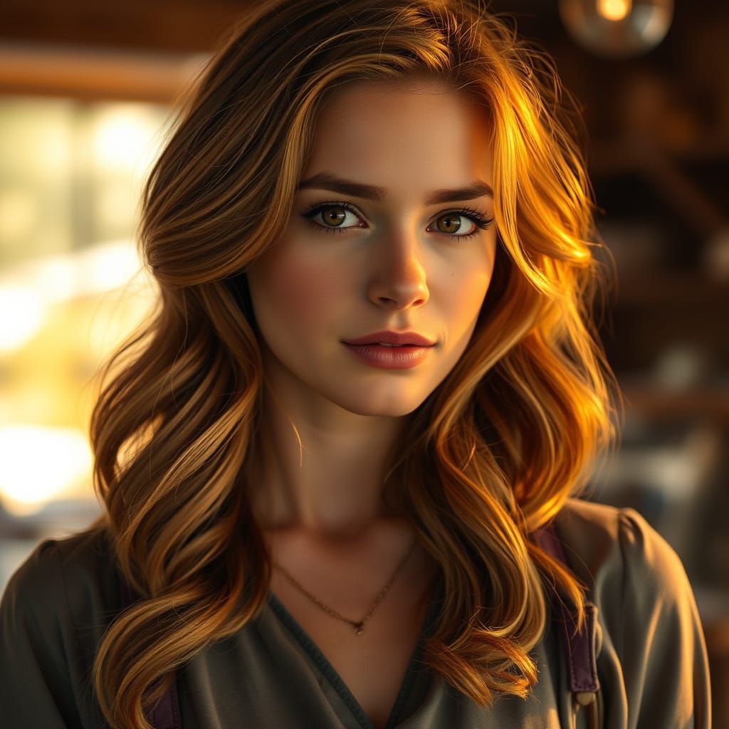 Gentle Portrait of a Young Woman in Warm Lighting