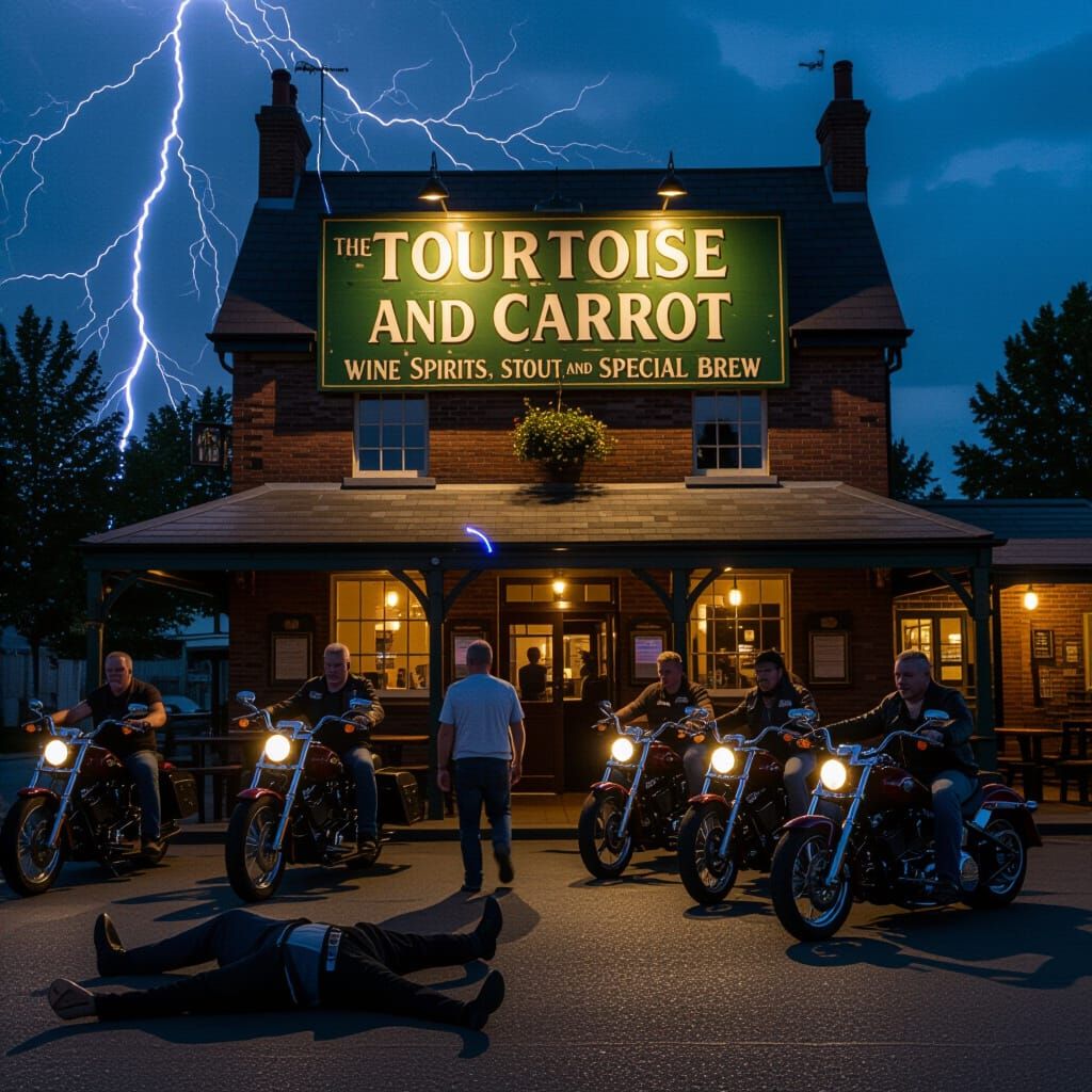 The Tourtoise Pub: Stormy Night, Biker Arrival