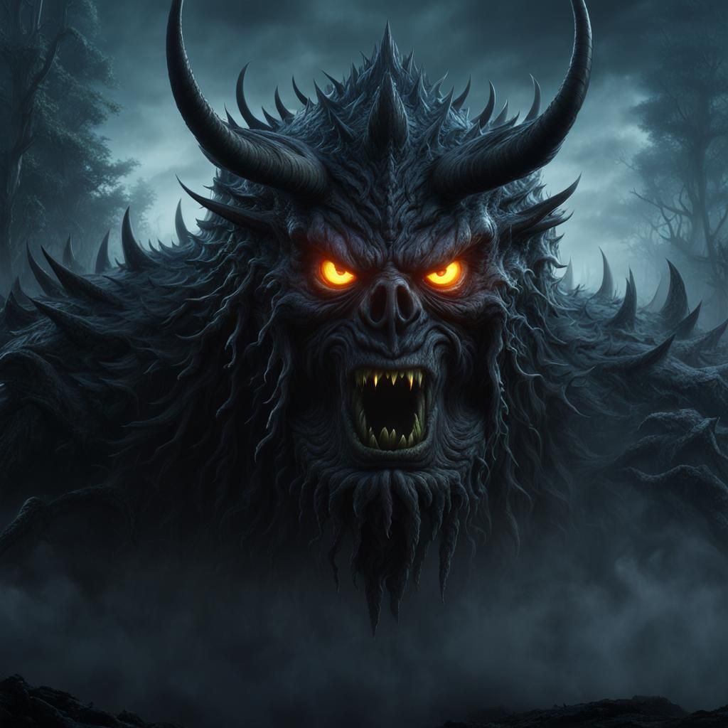 Scary Fog Monster with Glowing Eyes