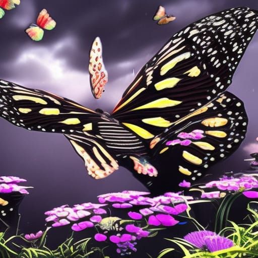 Detailed Butterflies in Fantasy Concept Art