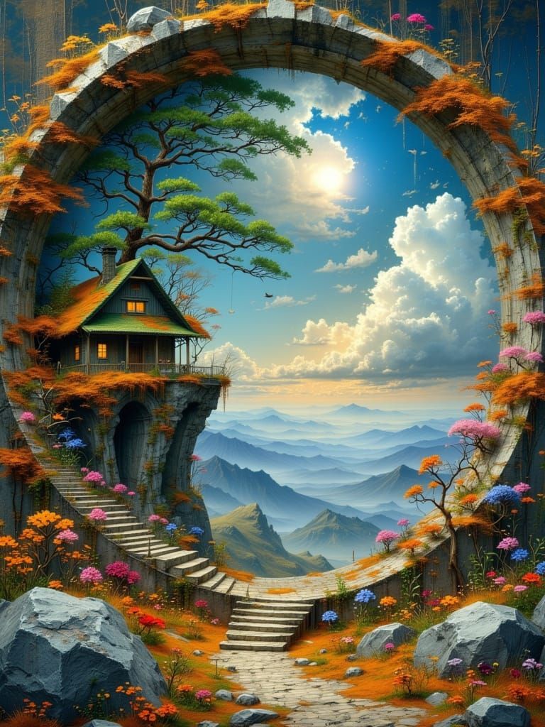 Mystical Stargate in an Ancient, Weathered Landscape