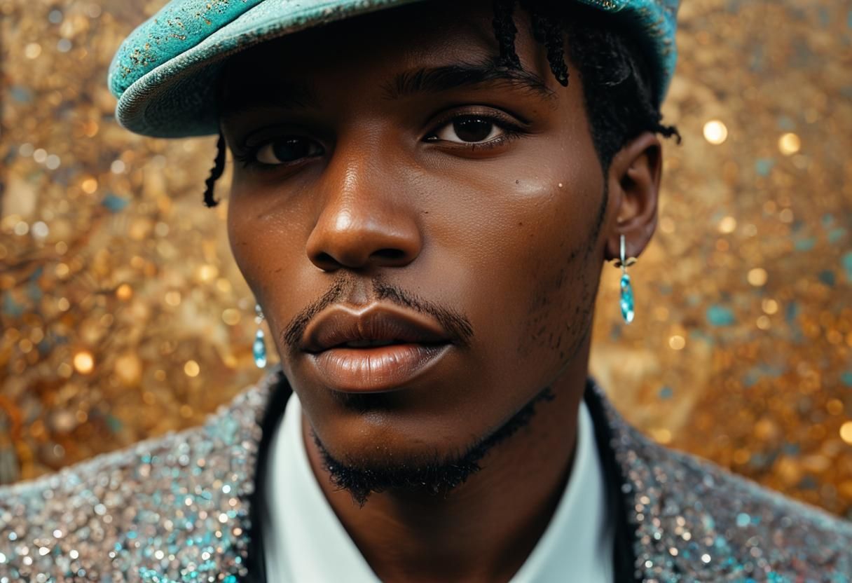 ASAP Rocky Double Exposure Portrait in Art Nouveau Style