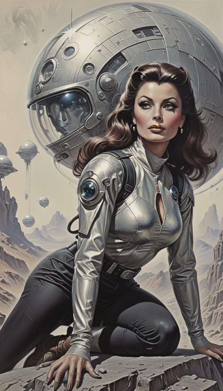 Sophia Loren Alien Pinup in Retro Sci-Fi Uniform