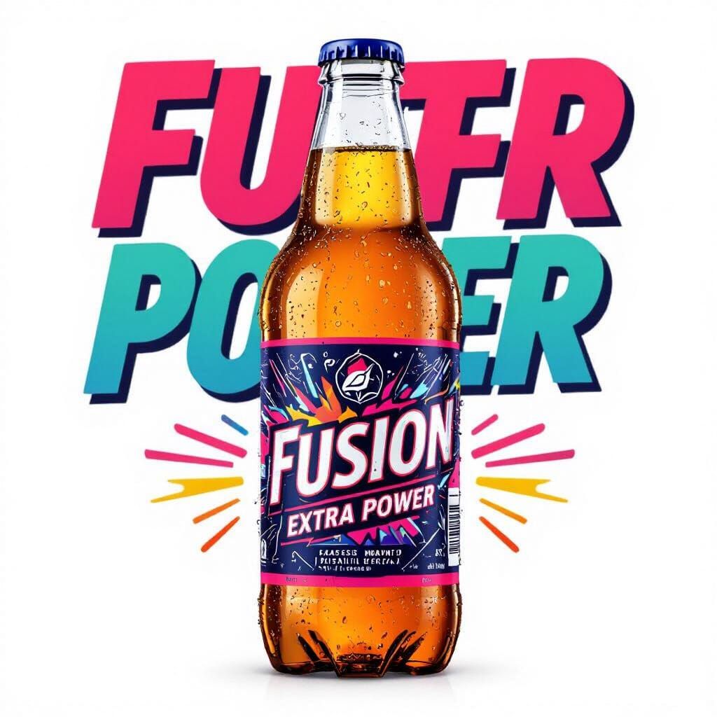 Vibrant Fusion Soda Bottle with Futuristic Design