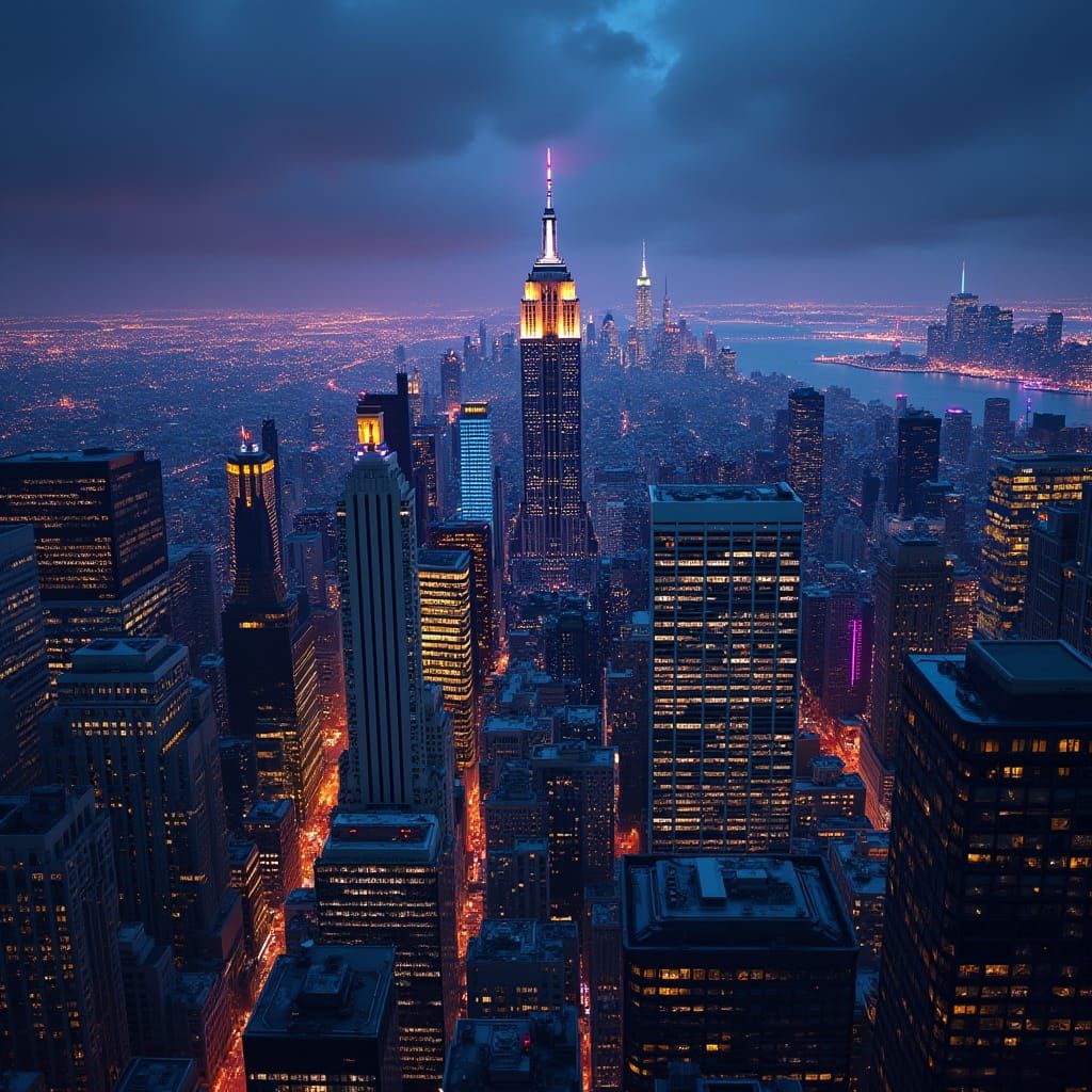New York City at Night: A Hyperrealistic Digital Painting