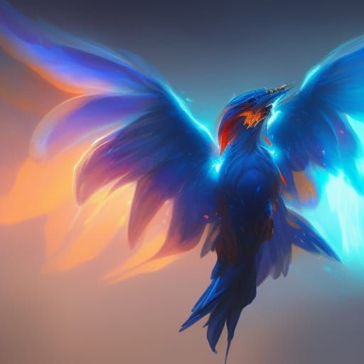 Fiery Blue Phoenix Concept Art