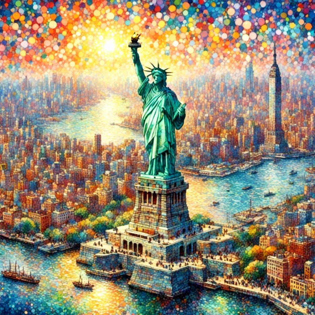 Statue of Liberty in Watercolor Style