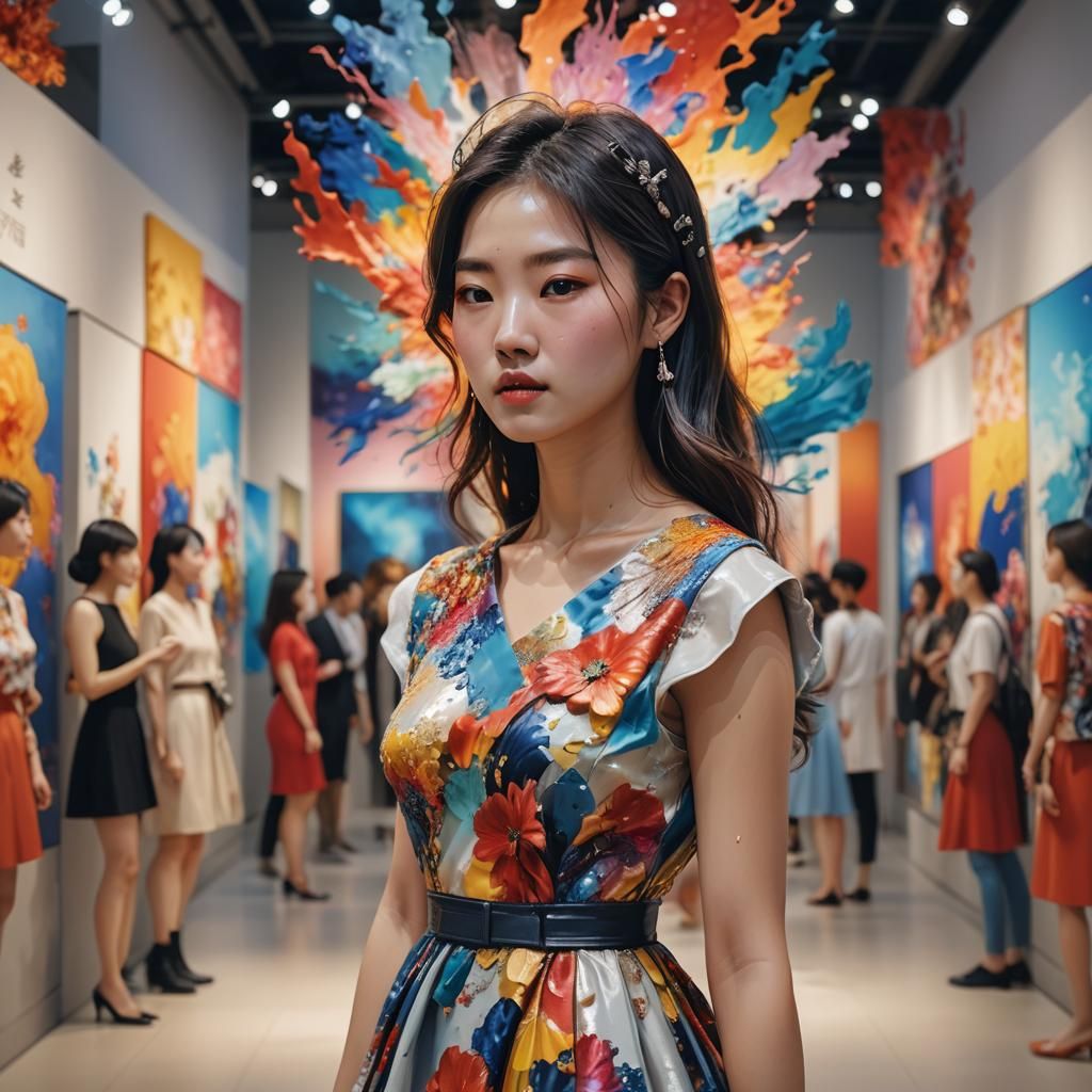 Trendy Korean Girl at Fashion Exhibition