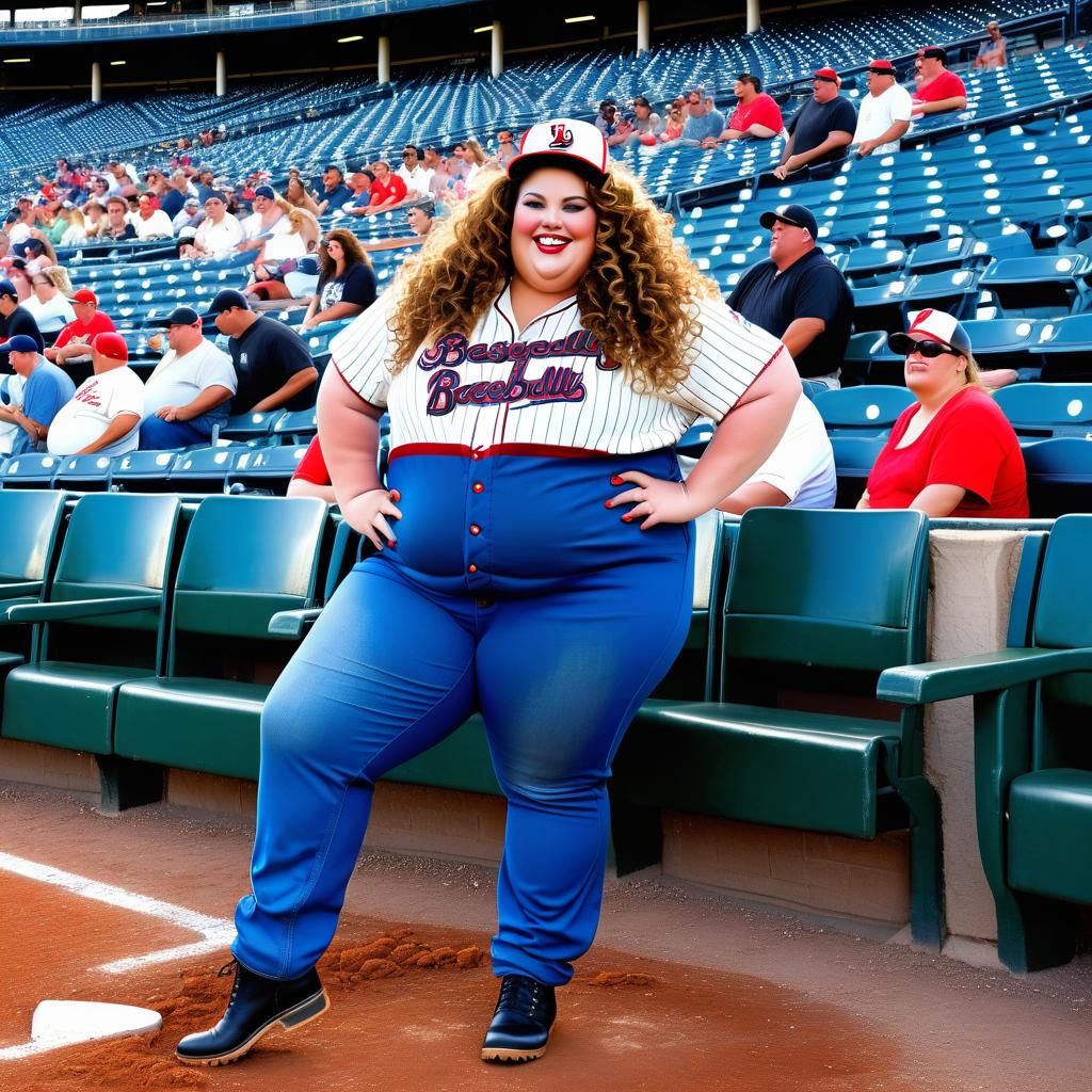 Stunningly Beautiful Obese Woman in Baseball Stadium